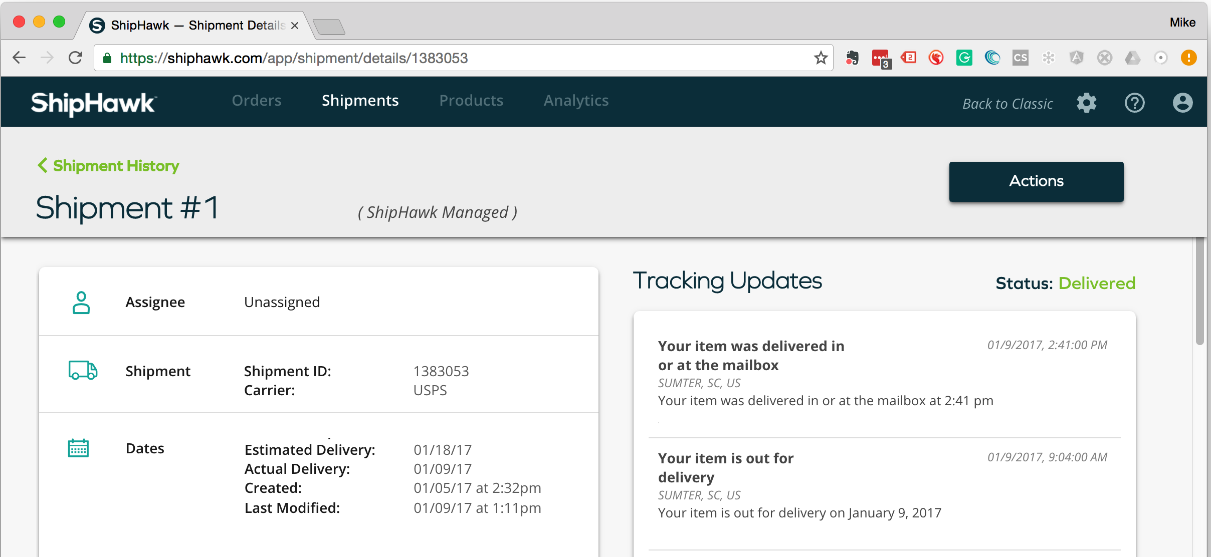 shipment tracking API